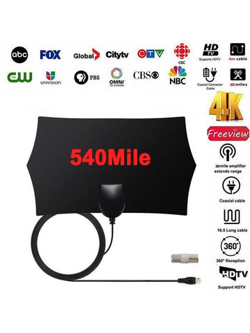 New Indoor Digital HDTV Antenna TV 500 Miles Radius Amplifier DVB-T2 -CE00896-Veeddydropshipping