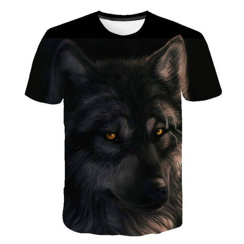 Kids Boys T-shirt Baby Short Sleeve Animal Wolf Tops Children Summer Print-TB01145-Veeddydropshipping