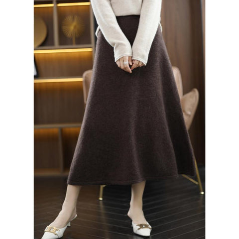 100% Pure Wool Knitted Skirt Women High Waist Skirt-WF00491-Veeddydropshipping