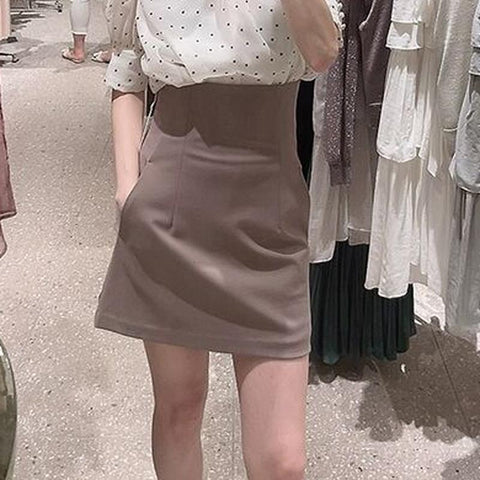 Solid Empire Slim Knee Sexy Mini Skirts Women-WF00477-Veeddydropshipping