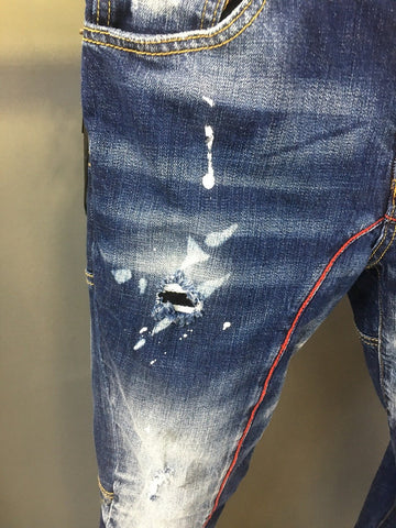 new D2 fashion men wash blue slim-fit wear-out-MF00623-Veeddydropshipping