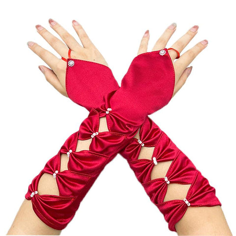 Teal Arm Warmers Long Wedding Gloves-WF01185-Veeddydropshipping
