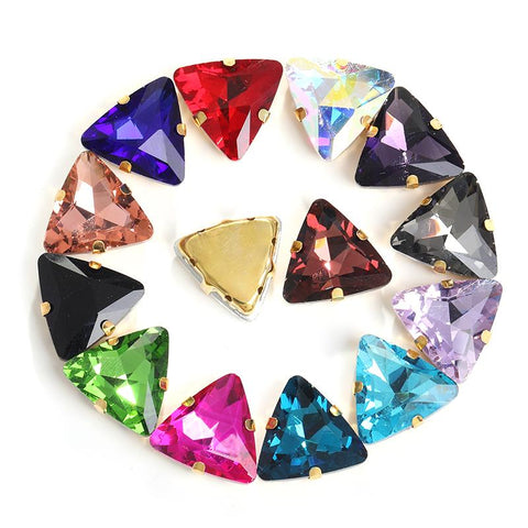 Glass Strass Rhinestones Triangles Claw Sewing Accessories-HA00042-Veeddydropshipping
