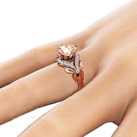 18K Rose Gold Ring Gemstone Wedding Ring for Women-JW00012-Veeddydropshipping