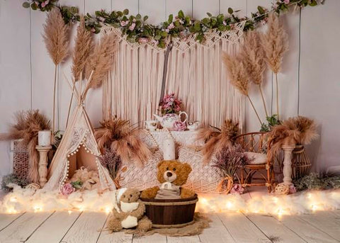 Newborn Baby 1st Birthday Party Backdrops Colorful Balloon Girl Boy Cake-CE00356-Veeddydropshipping