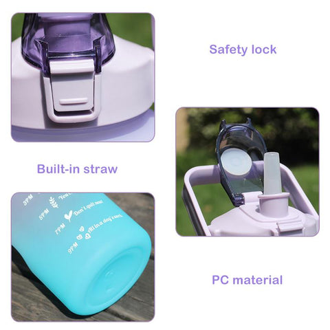 Water Bottle With Straw Time Marker Plastic Water Cup-HA01253-Veeddydropshipping
