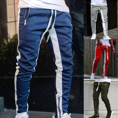 Bodybuilding Gym Long Sweatpants Contrast Colors Elastic-MF00438-Veeddydropshipping