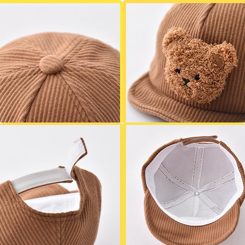 Kids Baseball Caps Cartoon Bear Boys Girls Corduroy Peaked Cap Toddler-Veeddydropshipping-5