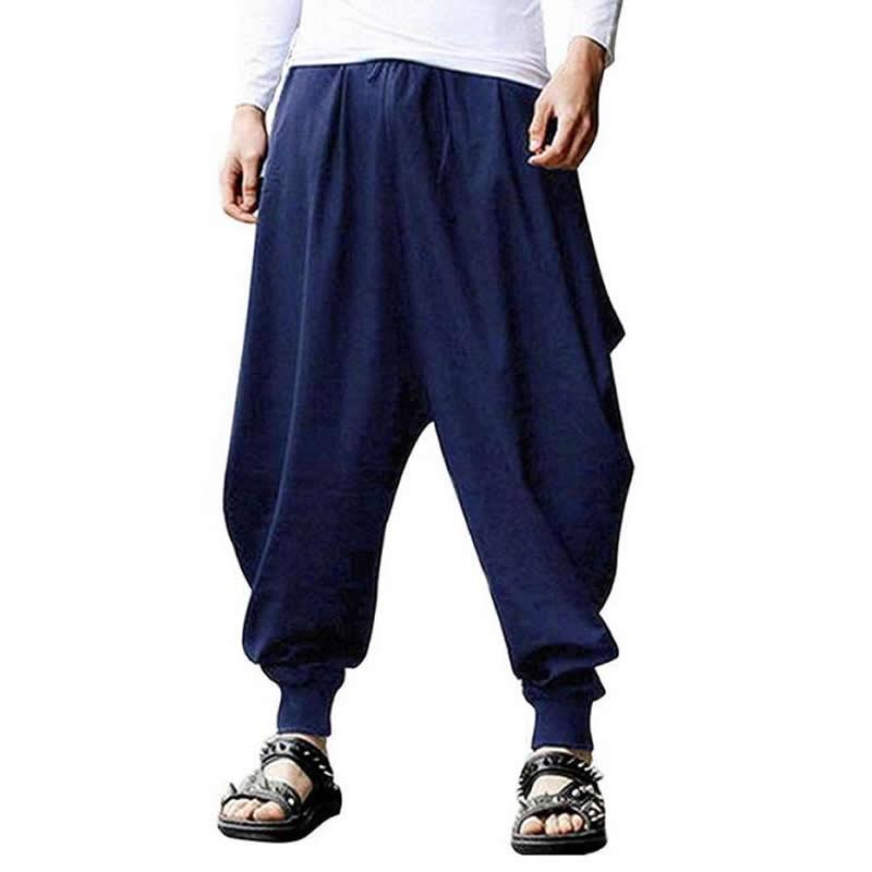 Linen Harem Pants Men Baggy Japanese Style Joggers-Veeddydropshipping