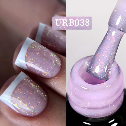 Rubber Base Gel Nail Polish Gold Glitter Base Gel Top Coat -BH01017-Veeddydropshipping
