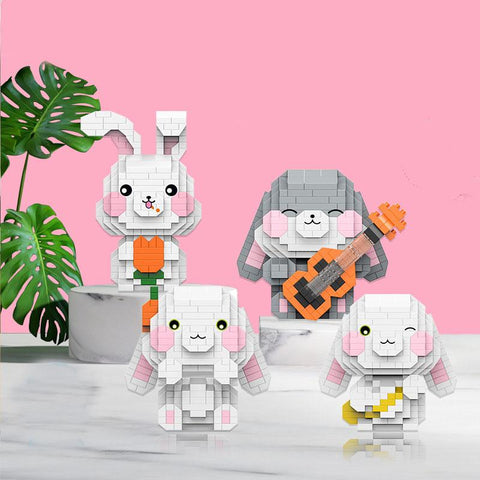 2023 Micro Cute Rabbit  Block DIY Carrot Guitar Bunny Model Diamond-TB01494-Veeddydropshipping