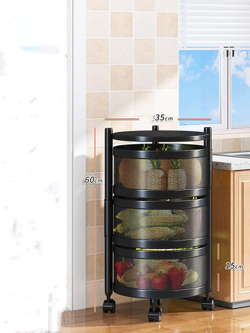 Movable rotary kitchen storage rack-HA01657-Veeddydropshipping