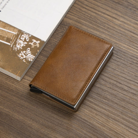 Credit Card Holder Men Wallet Coin Leather Wallet RFID Aluminium Box-BS00076-Veeddydropshipping