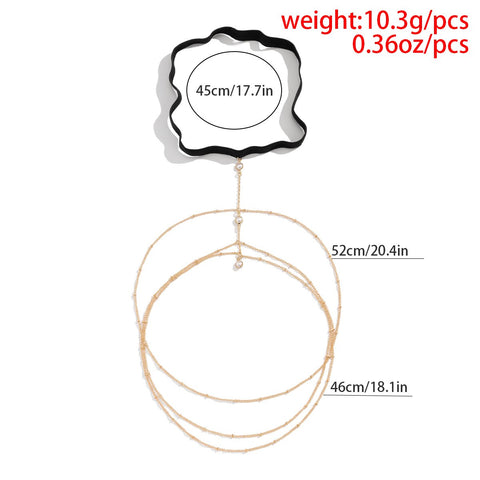 Tassel Pearl Simple Elastic Thigh Chain Beach  Body Jewelry -JW00177-Veeddydropshipping