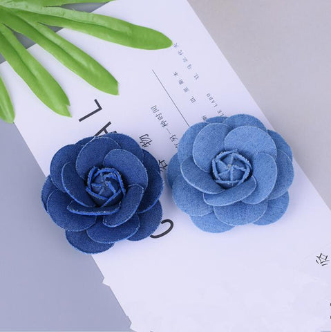 Korea Denim Fabric Flowers Hair Accessories-HA00725-Veeddydropshipping