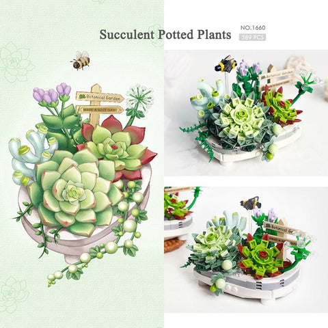 Mini Bouquet Building Blocks Flowers Succulent Cherry Blossom Bonsai 3D Model-TB01475-Veeddydropshipping