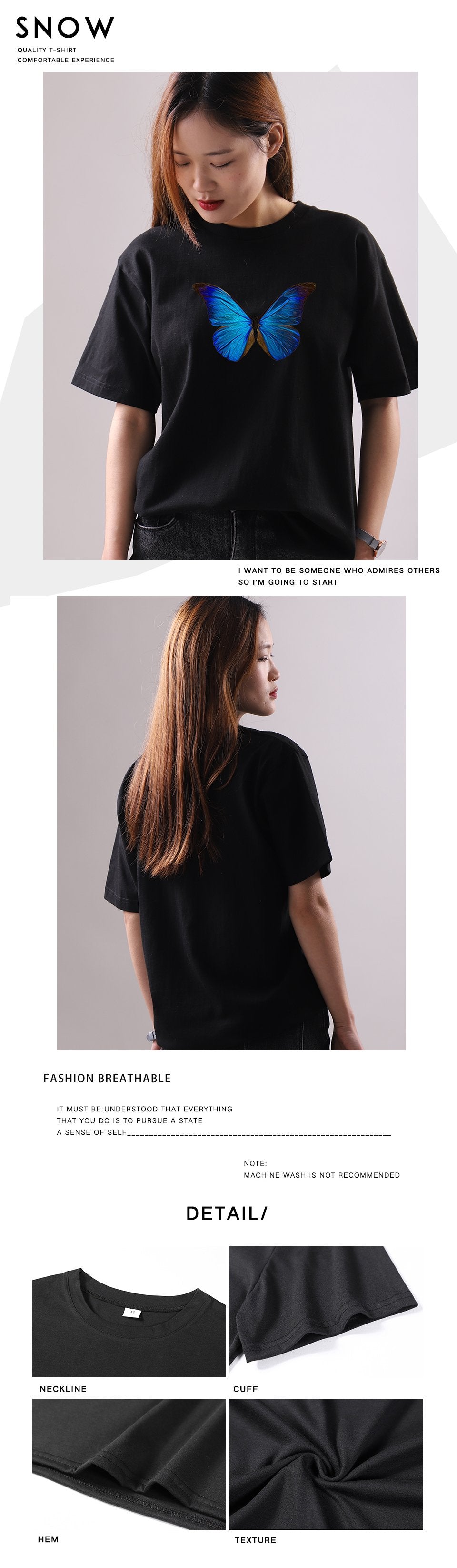 Blue Butterfly Street Fashion T Shirt Womens-WF00021-Veeddydropshipping