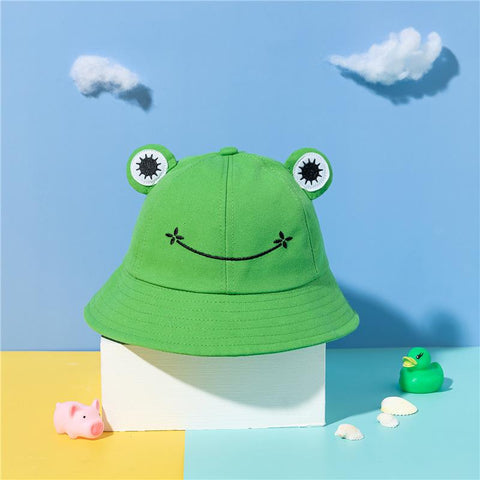Children&#39;s Korean-Style Cute Frog Fisherman Hat Cotton Embroidered-TB00458-Veeddydropshipping