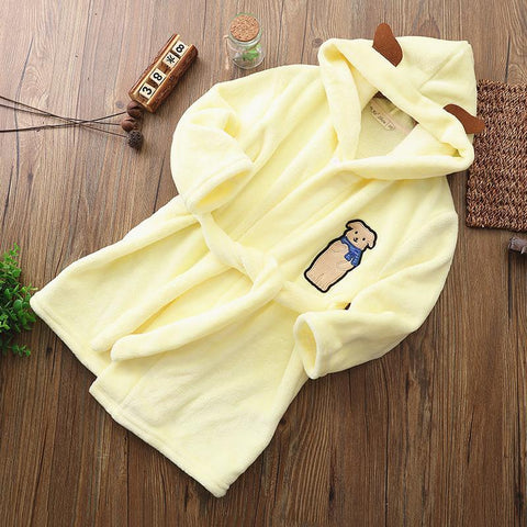 Flannel Thick Lovely Baby Girls Cartoon Hooded Bathrobe Child-TB01084-Veeddydropshipping