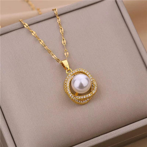 Luxury Zircon Crystal Pendant Clavicle Chain Necklace-JW01220-Veeddydropshipping