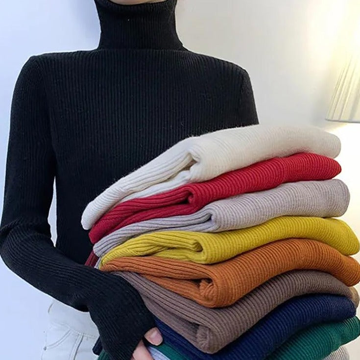 Women Pullover Turtleneck Sweater Autumn Long Sleeve-WF00003-Veeddydropshipping