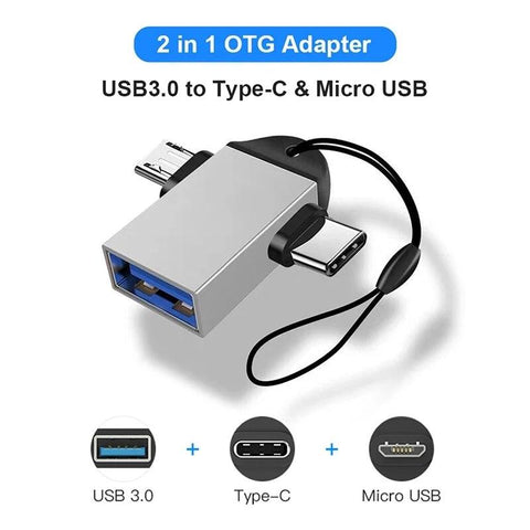 Aluminum Alloy 2 In 1 Android OTG Adapter Mobile Phone Adapter Usb Connector Multi-Function-PA00963-Veeddydropshipping