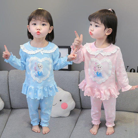 Girls Frozen Pajamas Kids Anna Elsa Cartoon Long Sleeve Clothing-TB01048-Veeddydropshipping