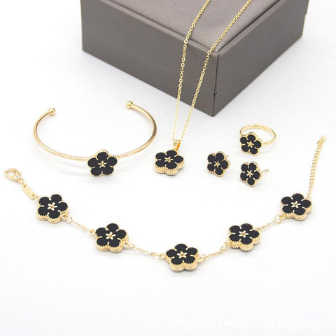 5pcs/Set Flower Pattern Designer Women Jewelry Set  -JW00336-Veeddydropshipping
