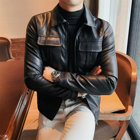 Leather Jacket Korean Version of The Slim Handsome-MF01369-Veeddydropshipping