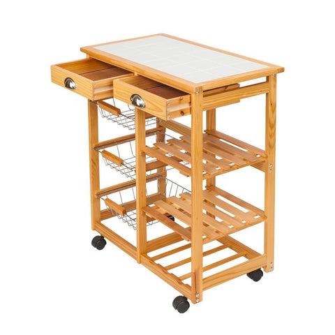 Wooden Dining Cart Serving Table Kitchen Storage-HA01654-Veeddydropshipping