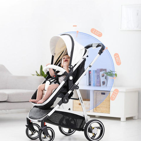 Baby Stroller 3 In 1,White PU leather stroller,Baby Carriage with Car Seat,High-TB00369-Veeddydropshipping
