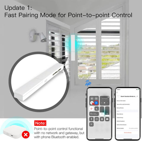 Tuya Bluetooth Smart Adjustable Blinds Motor USB Charging Plantation Shutters-TI01086-Veeddydropshipping