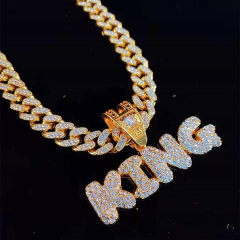 Letter Pendant Necklace Bling Bling HipHop Necklaces Fashion Jewelry -JW00248-Veeddydropshipping