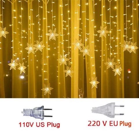LED Curtain Snowflake String Lights Indoor&amp;Outdoor Wave Lighting-TI00912-Veeddydropshipping