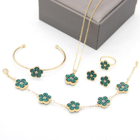 5pcs/Set Flower Pattern Designer Women Jewelry Set  -JW00336-Veeddydropshipping