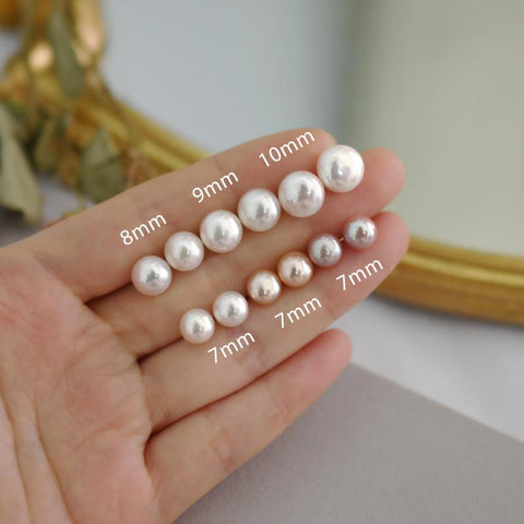 Natural Freshwater Pearl Stud Earrings 925 Sterling Silver  -JW00161-Veeddydropshipping