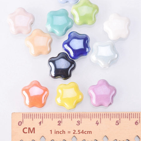 Star Flower Shape Shiny Glossy Glazed Loose Beads lot for DIY -JW01536-Veeddydropshipping