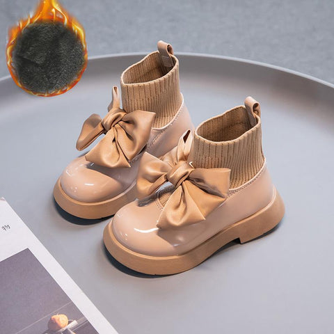 Children Girls Baby Fur Boots Autumn Leather Shoes-TB00177-Veeddydropshipping