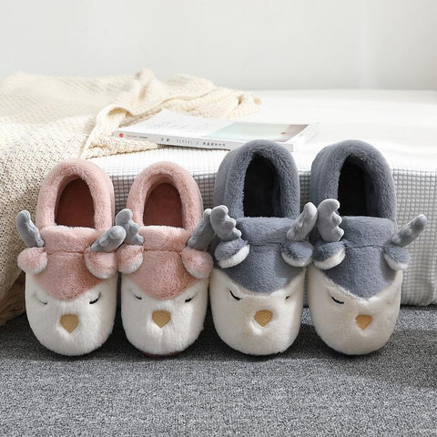 Cartoon Reindeer Non Slip Warm Men Bedroom Indoor Home-BS01246-Veeddydropshipping