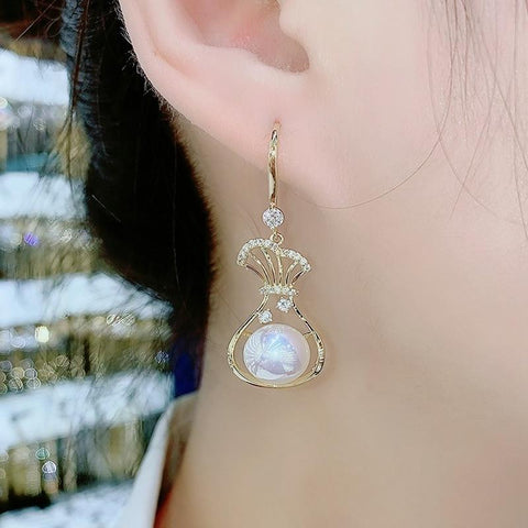 Fashion White Pearl Drop Earrings Zircon Wedding Earrings Jewelry Gift-JW01455-Veeddydropshipping