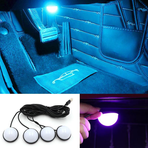 4Pcs Car LED Foot Ambient Lights 3 Colors Auto Home Party-AM00543-Veeddydropshipping