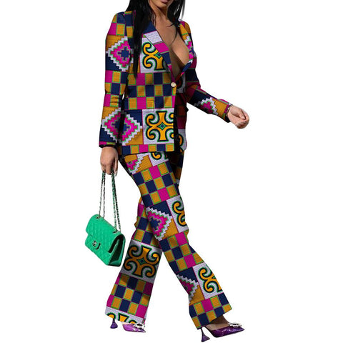 African Wax Print Dashiki Suit for Women-WF01734-Veeddydropshipping