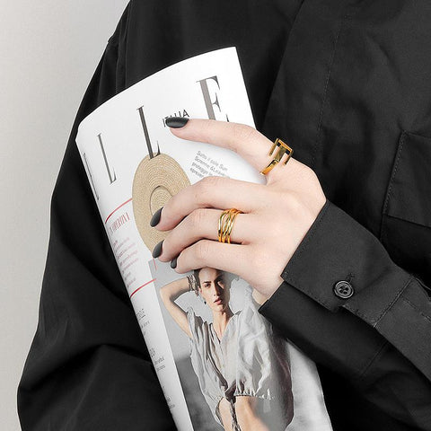 Silver Color Geometric Glossy Rings for Women Personality Ring -JW01393-Veeddydropshipping