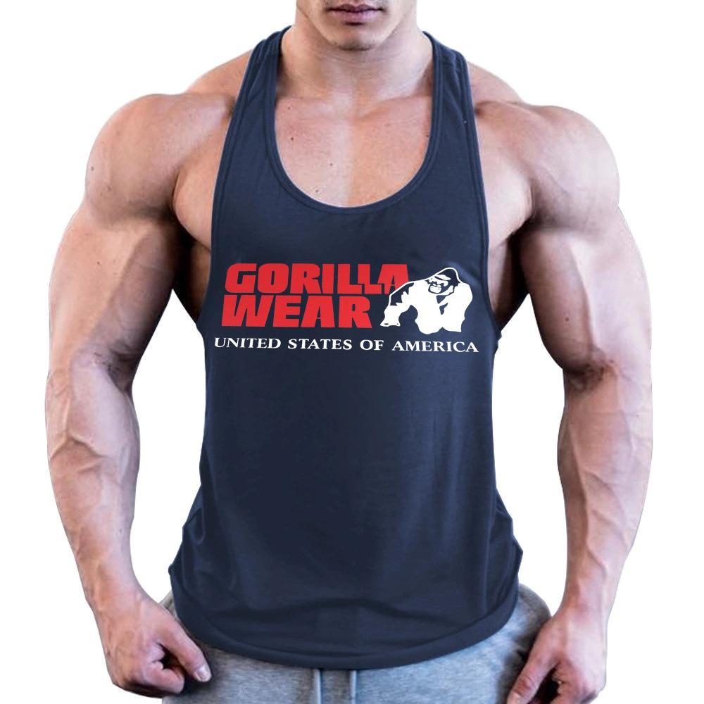 Fitness Tank Top GYM Summer Cotton Sweat-absorbing Code Wide Shoulder Print-Veeddydropshipping