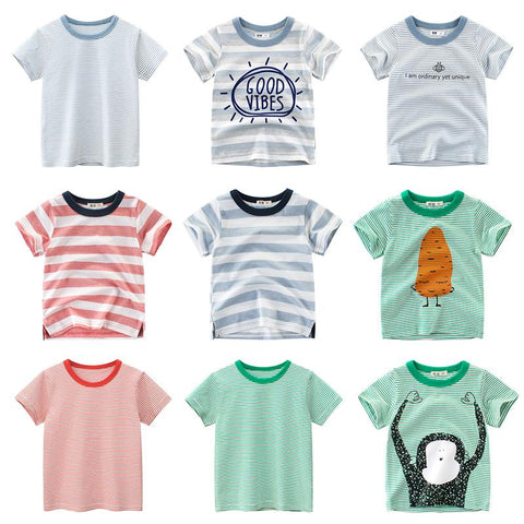 Boys T Shirt Short Sleeves Cotton Tops Girls Baby Children Clothing-TB01125-Veeddydropshipping