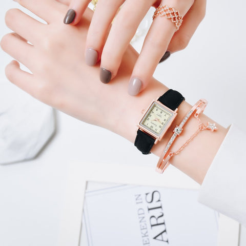 Leather Belt Dress Quartz Clock Square Dial Sport Casual -JW01114-Veeddydropshipping