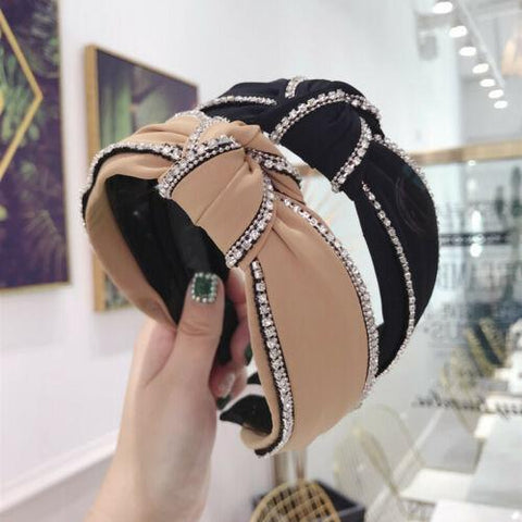 Ladies Crystal Tie Headband Hairband-WF01098-Veeddydropshipping