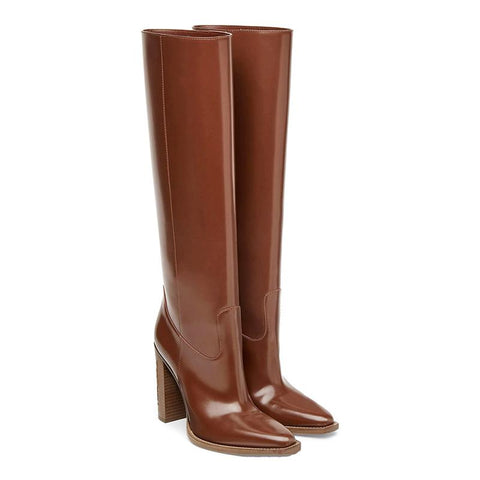Square Head High Heel Retro Punk Motorcycle Knee Boots-BS00989-Veeddydropshipping