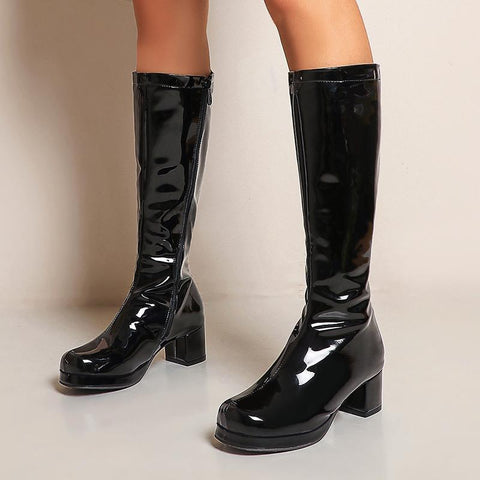High Keen Boots Leather Waterproof Knee High Boots White Red-BS00958-Veeddydropshipping