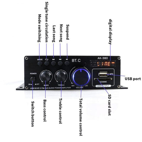Amplifier Stereo Home Car BASS Audio Music Player-Veeddydropshipping